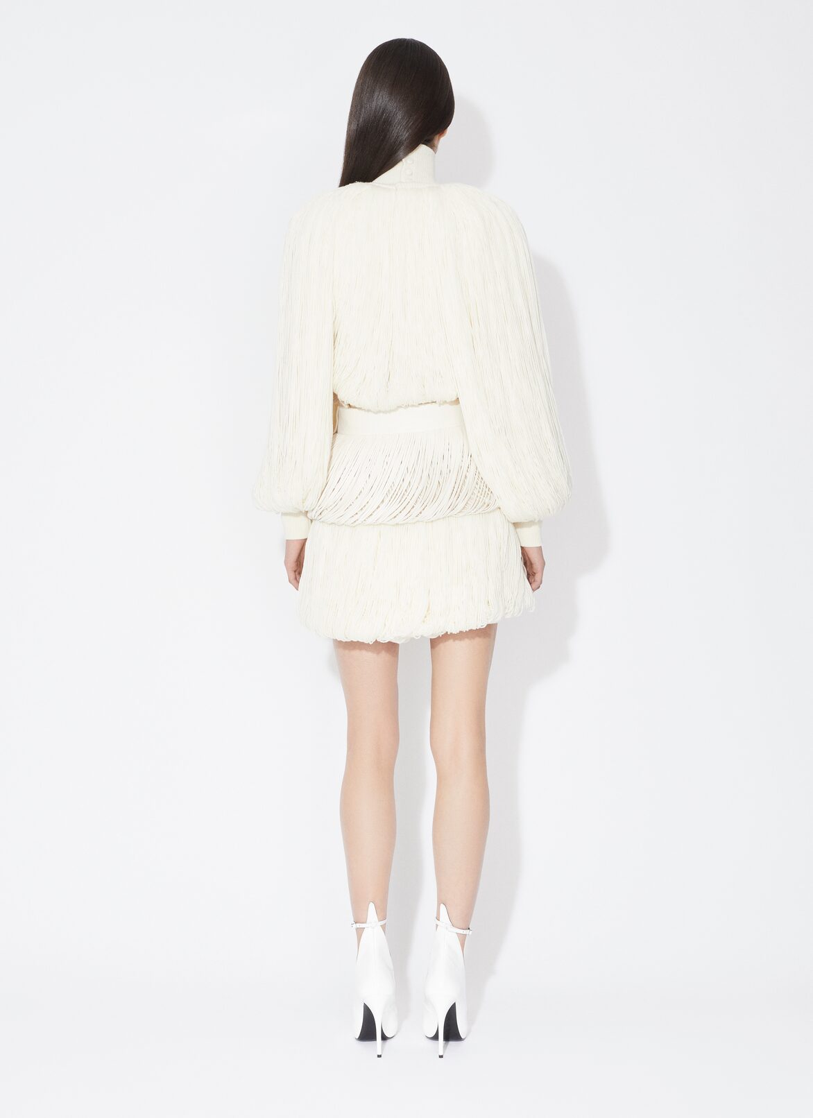 KNITTED FRINGES JUMPER ALAÏA OFF-WHITE KNITTED FRINGES JUMPER
